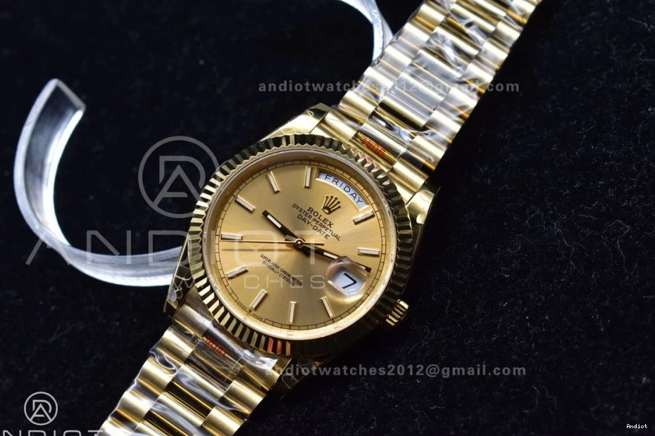 DayDate President 904L Dial JDF Gain 40 YG YG V2 Weight on Bracelet Steel A2836 Stick Markers 0423